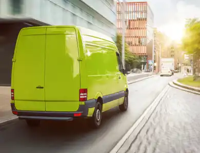 Green Pickup And Delivery Van